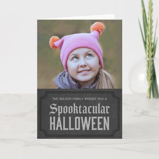 Dark Gray Spooktacular Halloween Foto Karte (Vorderseite)