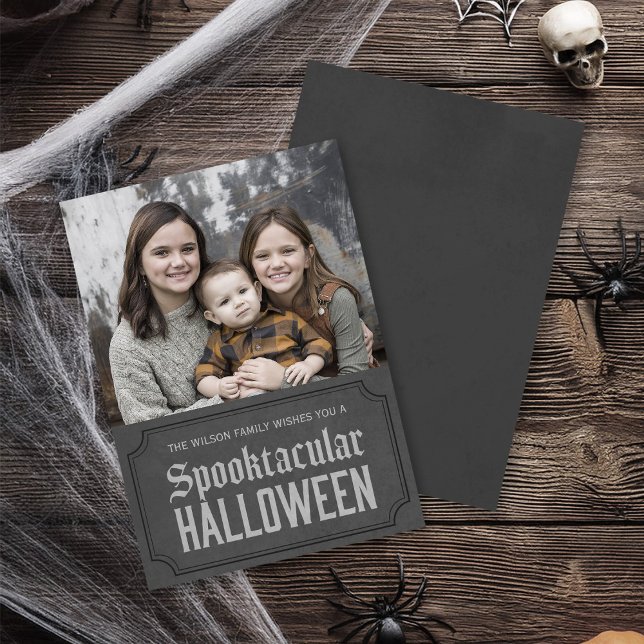Dark Gray Spooktacular Halloween Foto Karte (Von Creator hochgeladen)