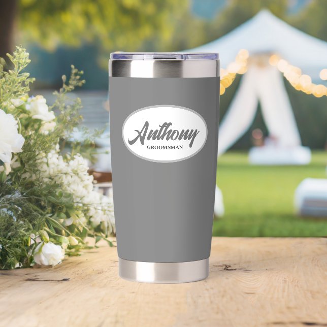Dark Gray Stylized Wedding Trauzeuge Thermobecher (Hochzeit (gedreht))
