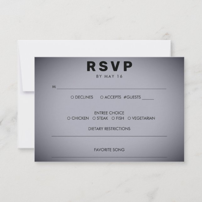 Dark Gray Vignette Wedding RSVP Karte (Vorderseite)