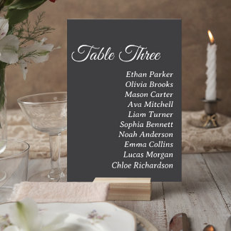 Dark Gray Wedding Table Number Card Tischnummer