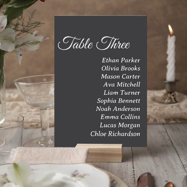 Dark Gray Wedding Table Number Card Tischnummer (Von Creator hochgeladen)