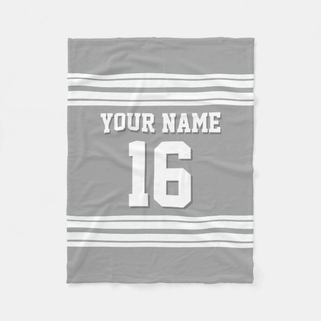 Dark Gray White Sports Jersey Fleecedecke (Vorderseite)
