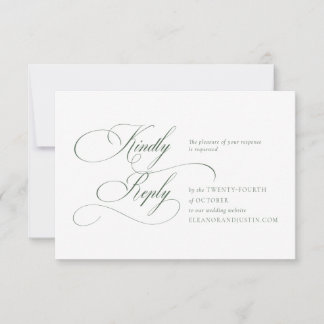 Dark Green "A" Monogram Wedding RSVP Card