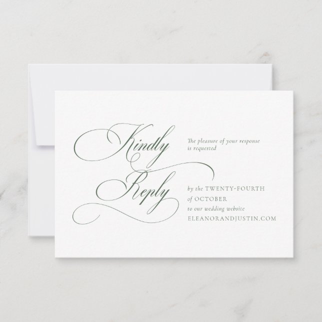Dark Green "A" Monogram Wedding RSVP Card (Vorderseite)