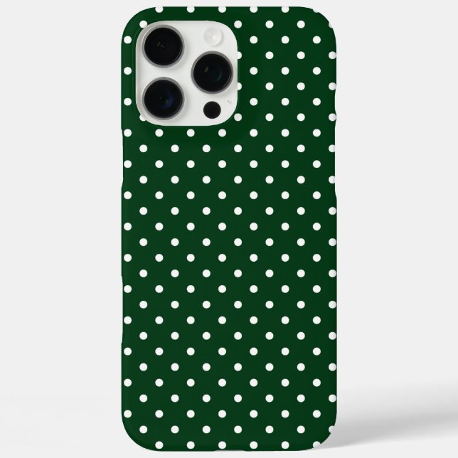 Dark Green and White Polka Dot Pattern Case-Mate iPhone Hülle (Rückseite)