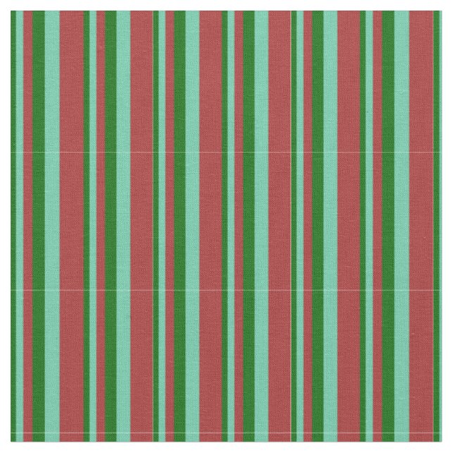 Dark Green, Aquamarine & Brown Lines Muster Stoff (Nahaufnahme)