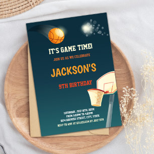 Dark Green Basketball Invitations Einladung
