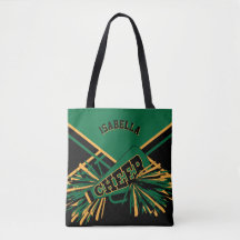 Dark Green, Black & Gold Cheerleader Design
