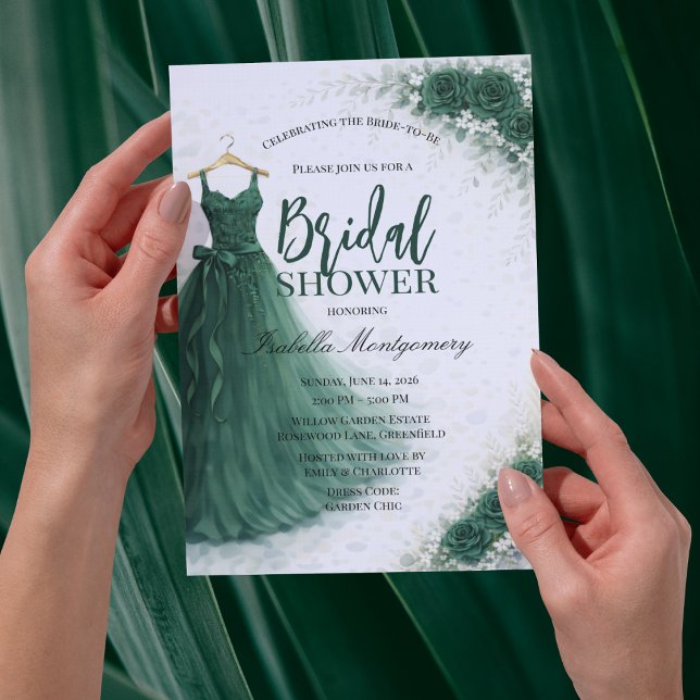 Dark Green Bridesmaid Dress Bridal Shower Einladung (Dark Green Bridesmaid Dress Bridal Shower Invitation
)