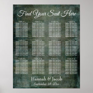 Dark Green & Brown Grunge Empfang Seekarte Poster