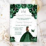 Dark Green Brown Hair Princess 16 . Geburtstag Einladung<br><div class="desc">Dieses elegante und glamouröse 16 . Geburtstag-Geburtstagsjubiläum besticht durch eine wunderschöne Prinzessin mit braunem Haar in einem dunkelgrünen Balles. Der Text kombiniert handgeschriebene Skripte mit modernen serifenlosen Schriftart für ein elegantes und raffiniertes Aussehen. Die Blumenarrangements,  Schmetterling und Silberkonfetti bilden die perfekte Mischung aus rustikal und schick. Grafiken von www.etsy.com/uk/shop/SunflowerDayLove</div>