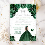 Dark Green Brünett Hair Princess 16 . Geburtstag Einladung<br><div class="desc">Dieses elegante und glamouröse 16 . Geburtstag-Geburtstagsjubiläum besticht durch eine hübsche Prinzessin mit brünettem Haar in einem dunkelgrünen Ball. Der Text kombiniert handgeschriebene Skripte mit modernen serifenlosen Schriftart für ein elegantes und raffiniertes Aussehen. Die Blumenarrangements,  Schmetterling und Silberkonfetti bilden die perfekte Mischung aus rustikal und schick. Grafiken von www.etsy.com/uk/shop/SunflowerDayLove</div>