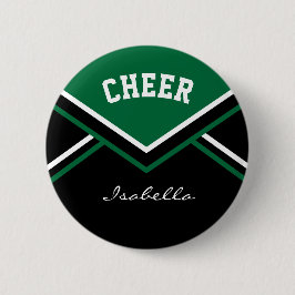 Dark Green Cheerleader Cheerleader Cheer Button