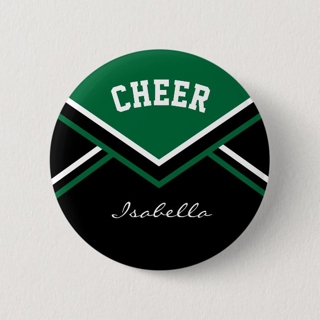 Dark Green Cheerleader Cheerleader Cheer Button (Vorderseite)