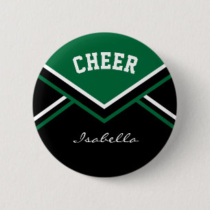 Dark Green Cheerleader Cheerleader Cheer Button