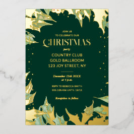 Dark Green Christmas Holiday Luxury Holly Berry Folieneinladung