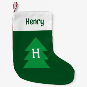 Dark Green Christmas Tree Custom Initial Elegant Kleiner Weihnachtsstrumpf