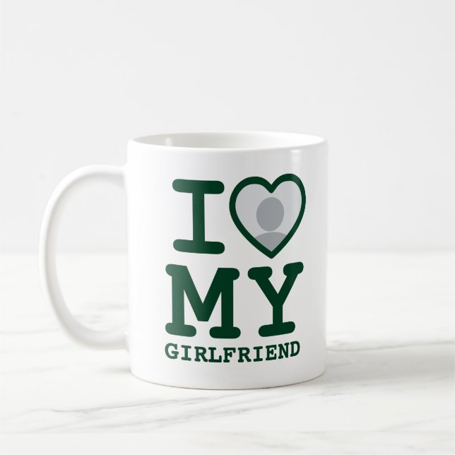 Dark Green Custom I Liebe meine Freundin Foto Text Kaffeetasse (Links)