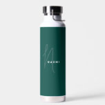 Dark Green | Custom Monogram Script Name Stylish Trinkflasche<br><div class="desc">Custom Classic Dark Green Script Monogram Name Elegant Chic Water Bottle. A simple and modern design in cute elegant trendy dark green color featuring handwritten calligraphy for a professional and sophisticated look. Create your own personalized ecofriendly gifts. Any font,  any color,  no minimum.</div>
