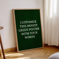 Dark Green Custom Wedding Poster Moody Unique
