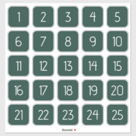Dark Green Customizable Square Number Stickers Aufkleber
