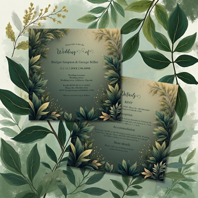 dark green elegant nature wedding all in one  einladung (Von Creator hochgeladen)
