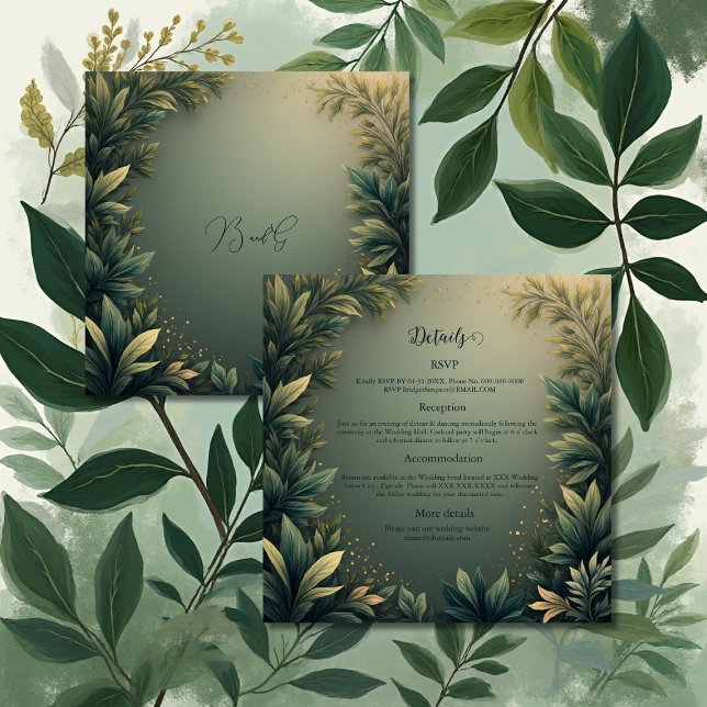 dark green elegant nature wedding begleitkarte (Von Creator hochgeladen)