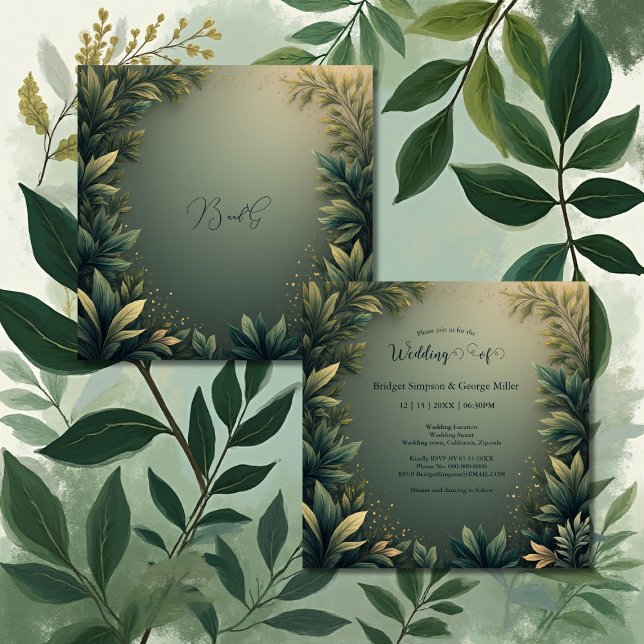dark green elegant nature wedding einladung (Von Creator hochgeladen)