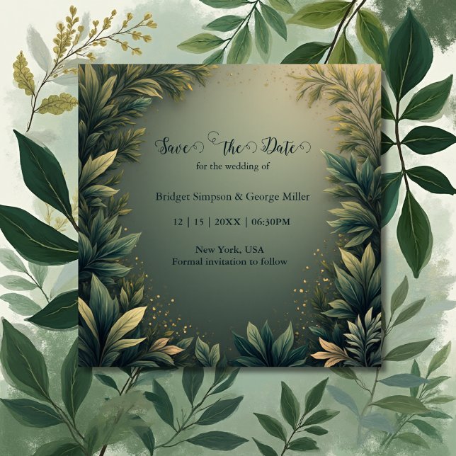 dark green elegant nature wedding save the date (Von Creator hochgeladen)