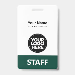 Dark Green Employee Name Business Logo Qr Code Ausweis