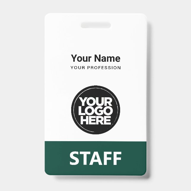 Dark Green Employee Name Business Logo Qr Code Ausweis (Vorderseite)
