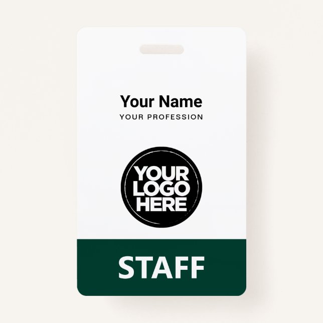 Dark Green Employee Name Business Logo Qr Code Ausweis (Vorderseite)
