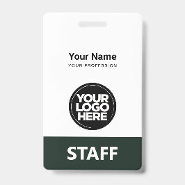 Dark Green Employee Name Business Logo Staff Tag Ausweis
