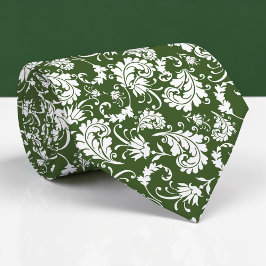 Dark Green Floral Pattern Custom Necktie Krawatte