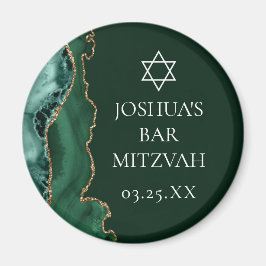 Dark Green Gold Agate Bar Mitzvah Party Magnet