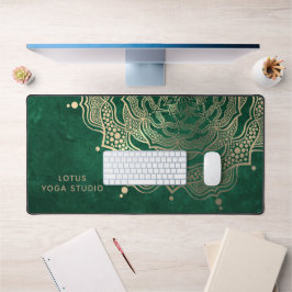 Dark Green & Gold Mandala Luxury Reiki Yoga Studio Schreibtischunterlage