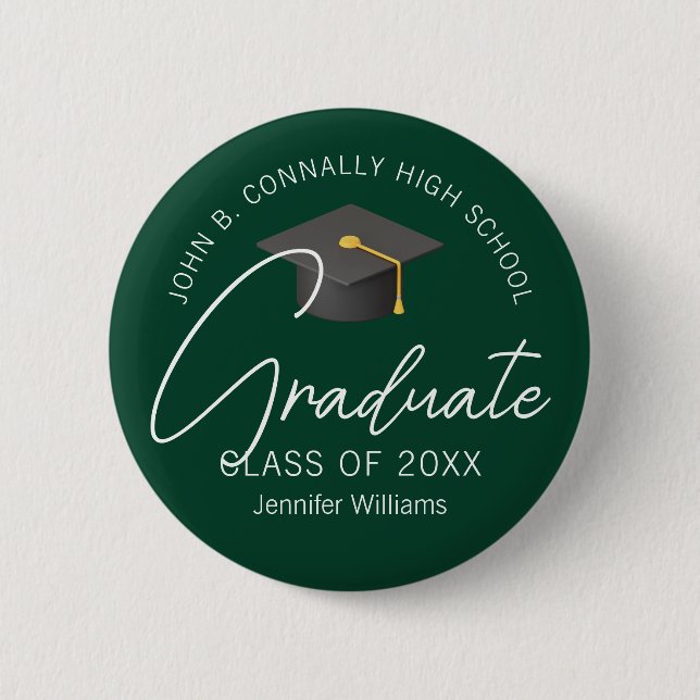 Dark Green Graduate Custom 2025 Abschluss Button (Vorderseite)