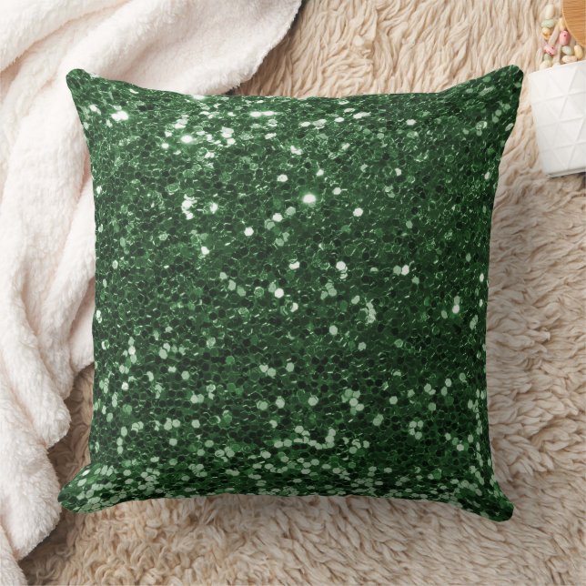 Dark Green Imitats Sequin Glitzer Throw Kissen (Decke)