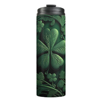DARK GREEN INTRICATE IRISH CELTIC KLEEBLATTS THERMOSBECHER