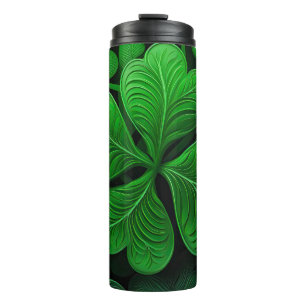 DARK GREEN INTRICATE IRISH CELTIC KLEEBLATTS THERMOSBECHER