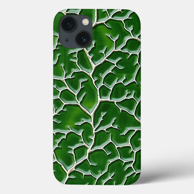 Dark Green iPhone Case Vein Texture Design (Rückseite)