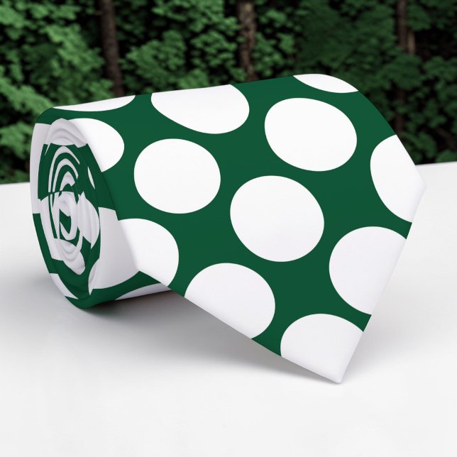Dark Green Jumbo Polka Dots Custom Necktie Krawatte (Von Creator hochgeladen)
