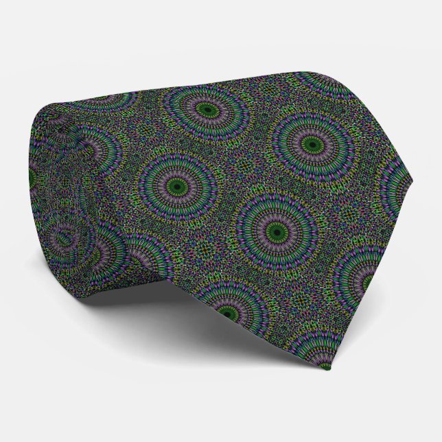 Dark Green Mandala Pattern Krawatte (Gerollt)