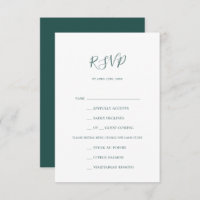 Dark Green Menu Choice RSVP Card