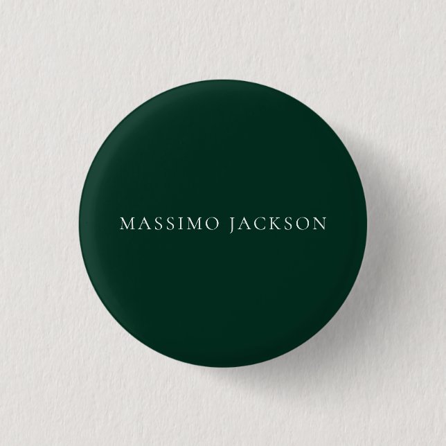 Dark Green Minimalist Plain Modern Aesthetic Look Button (Vorderseite)