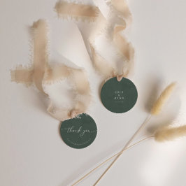 Dark Green Modern Calligraphy Wedding Vielen Dank Geschenkanhänger