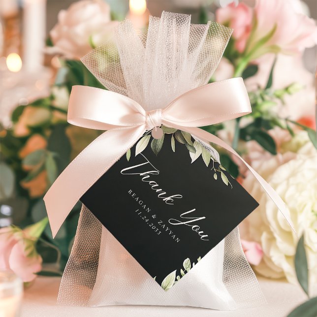 Dark Green Modern Greenery Leaf Wedding Vielen Dan Geschenkanhänger (Von Creator hochgeladen)