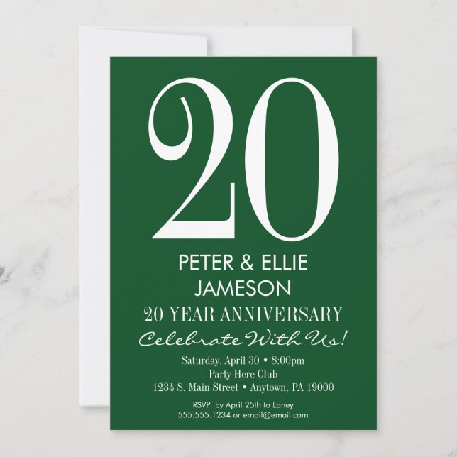 Dark Green Modern Simple Anniversary Einladungen (Vorderseite)