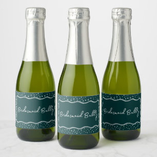 Dark Green Modern Whimsical Bridesmaid Bubbly Mini